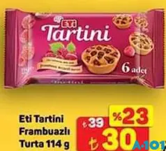 ETİ TARTİNİ FRAMBUAZLI TURTA 114 GR fiyat ve kampanya bilgisi